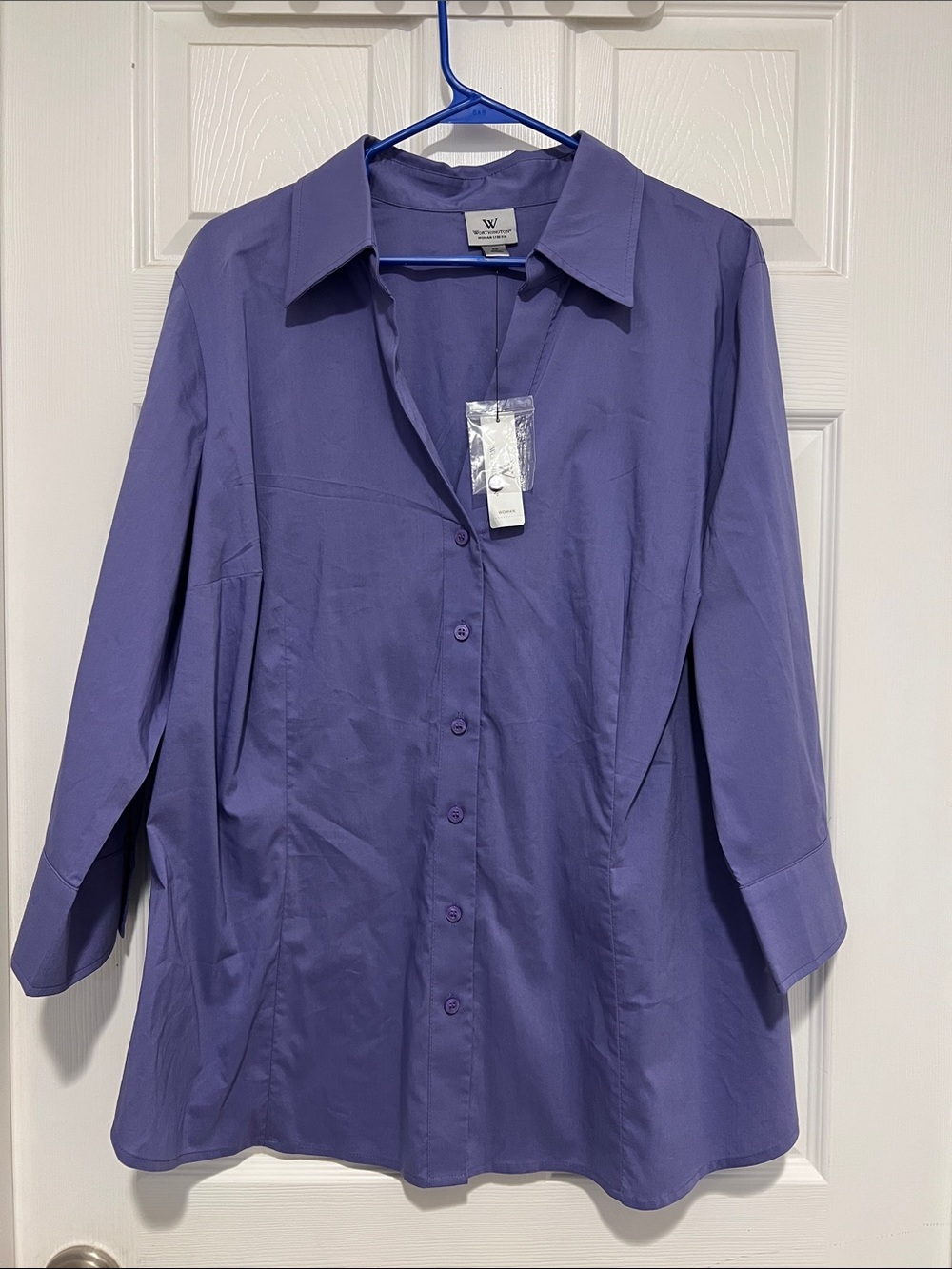Worthington Lavender-Purple Button Front Blouse